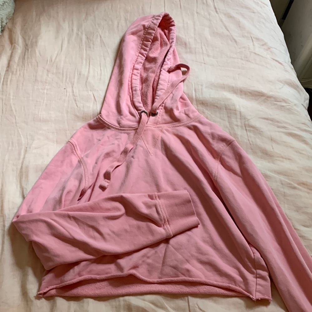 Coral pink cropped hoodie